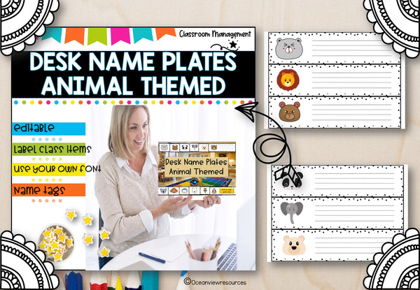 Desk Name Plates- Animal Themed