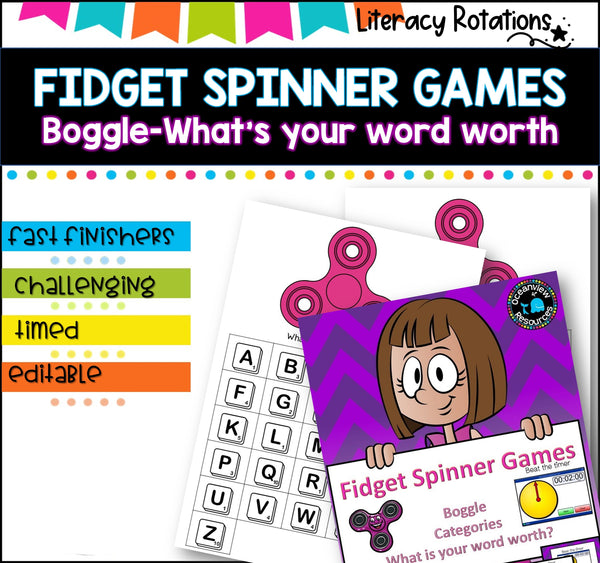 MATH , SPELLING and SIGHT WORD games using fidget spinners BUNDLE