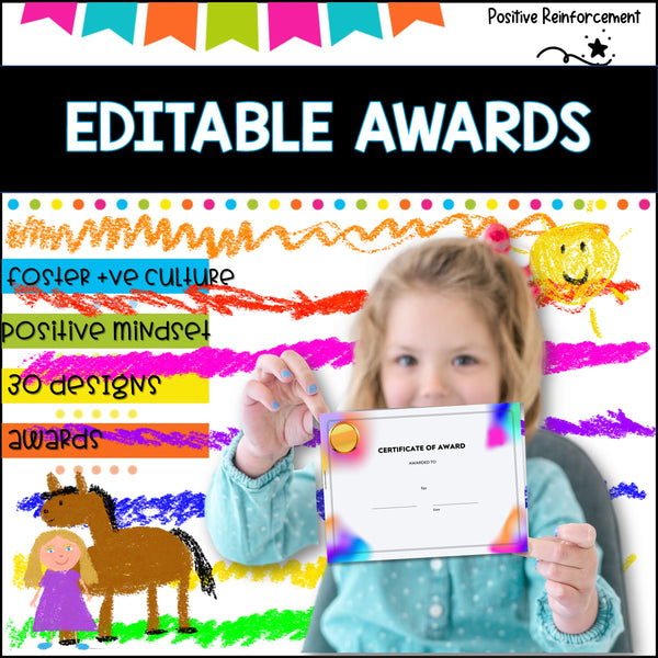Editable Award Certificates- Suitable for All Year 30 designs to choose from