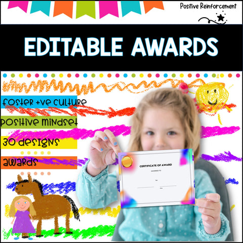 Editable Award Certificates- Suitable for All Year 30 designs to choose from