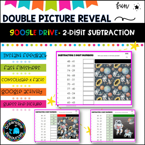 Double Picture Reveal 2 digit subtraction-Middle Primary -Google Drive Activity