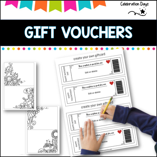 GIFT VOUCHER cards for Mother, Fathers' day or Christmas