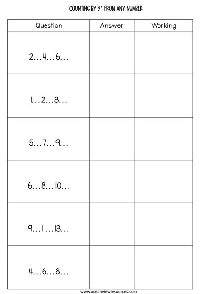 GOOGLE Picture Reveal SKIP COUNTING FROM A GIVEN NUMBER with worksheets (9 sets)