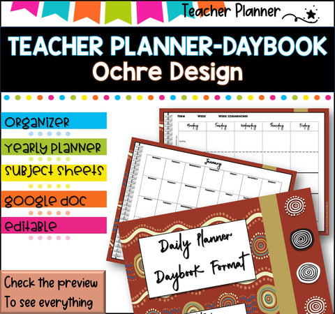 Daybook Planner for Teachers- OCHRE THEMED PDF I GOOGLE SLIDES I PPT