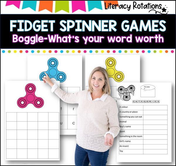 MATH , SPELLING and SIGHT WORD games using fidget spinners BUNDLE