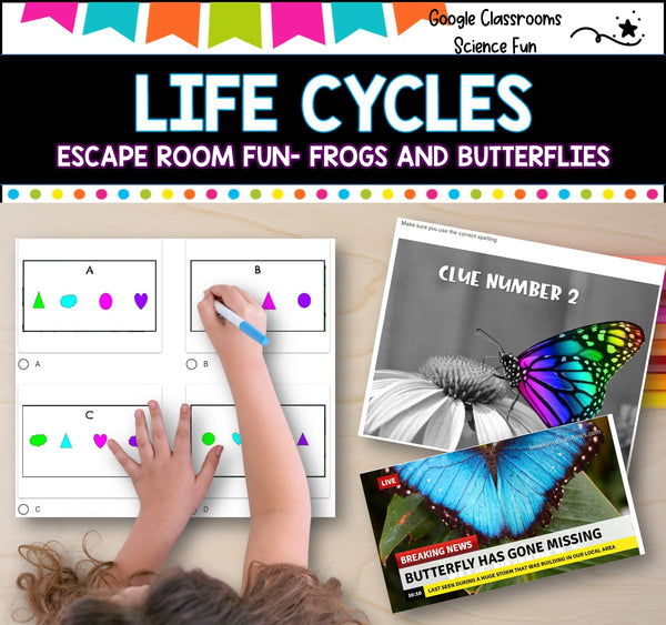 Escape Room - Life Cycles of frogs and butterflies