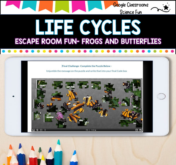 Escape Room - Life Cycles of frogs and butterflies