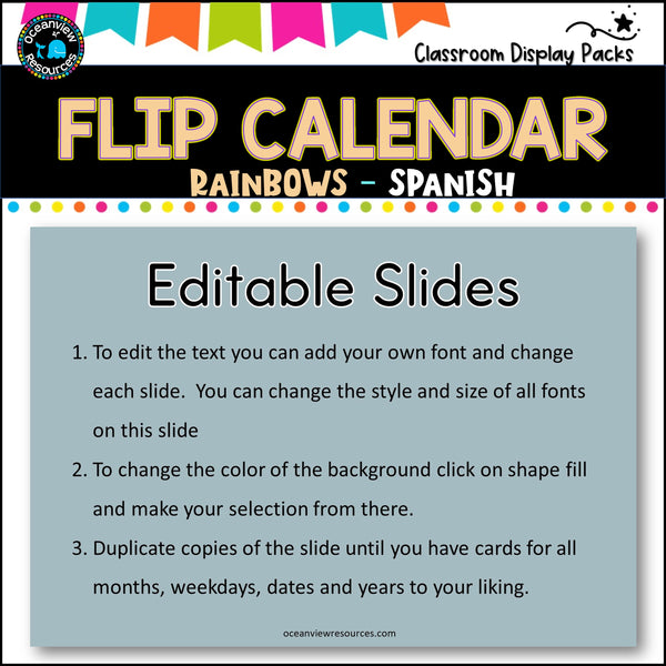 Perpetual Flip Calendars -dates, months, years - RAINBOW DESIGN-SPANISH