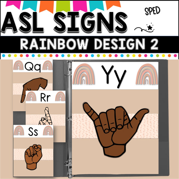 ASL Alphabet posters.  BOHO RAINBOW design 2