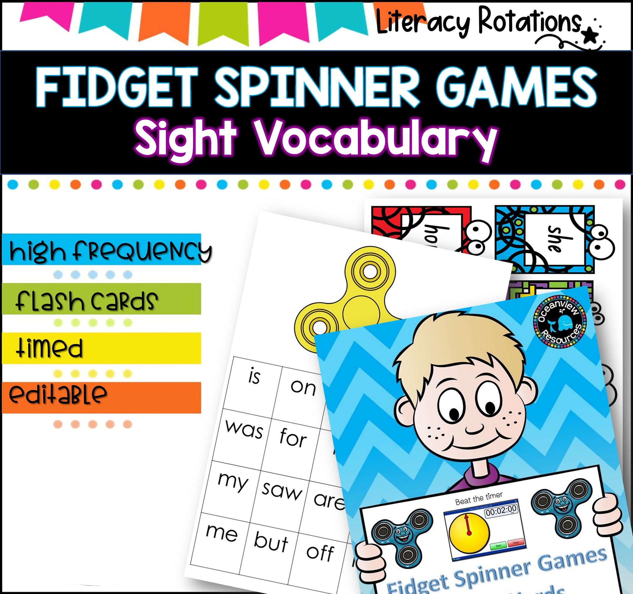 Fidget spinner sight word games I no prep!! I ideal for literacy groups and rotations