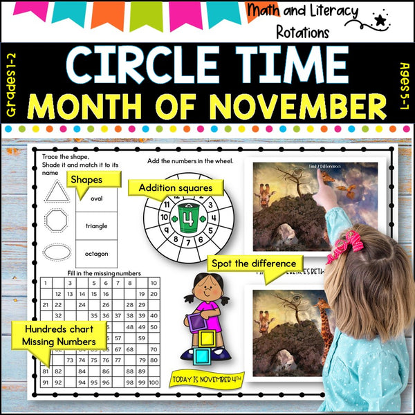 NOVEMBER NO Prep - SUB Pack -Literacy and Number -Grades 1-2 (30 days work)