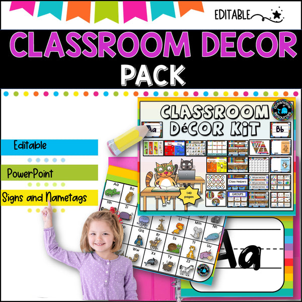 CLASSROOM DECOR I RAINBOW STRIPES I labels, signs, posters and charts