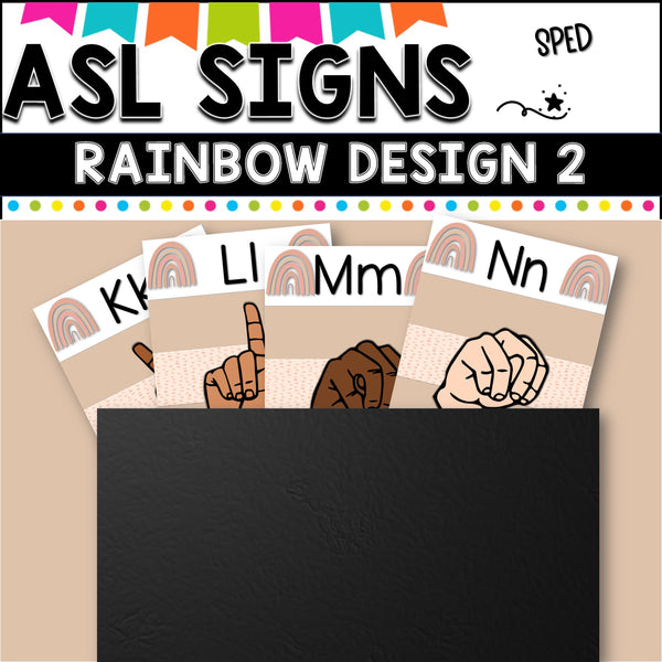 ASL Alphabet posters.  BOHO RAINBOW design 2