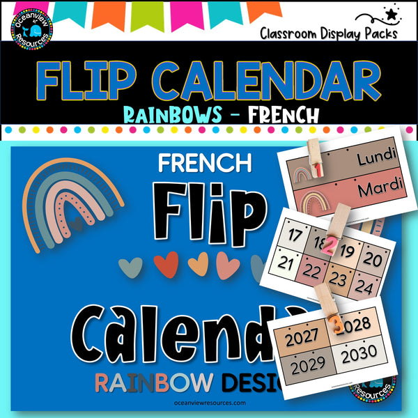 Perpetual Flip Calendars -dates, months, years - RAINBOW DESIGN-FRENCH