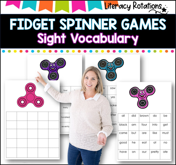 MATH , SPELLING and SIGHT WORD games using fidget spinners BUNDLE