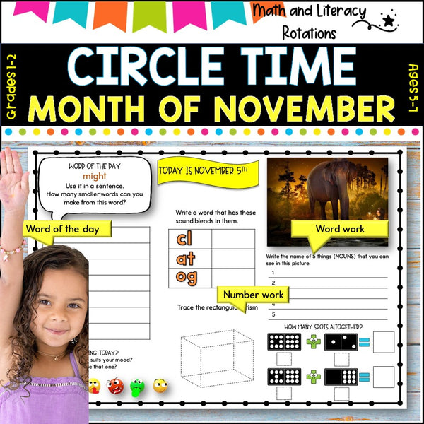 NOVEMBER NO Prep - SUB Pack -Literacy and Number -Grades 1-2 (30 days work)