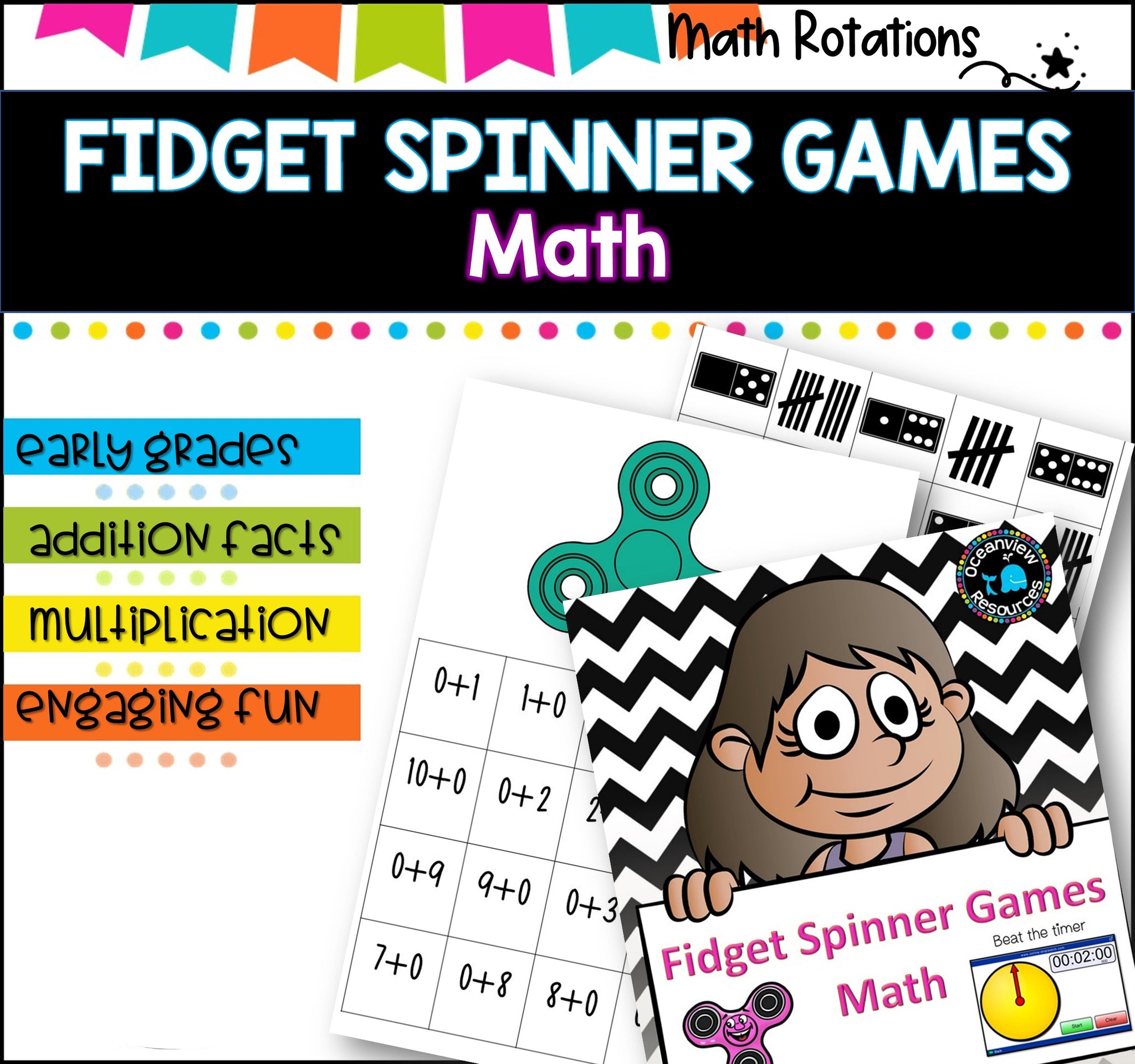 Fidget spinner math games I no prep I ideal for math groups and rotations