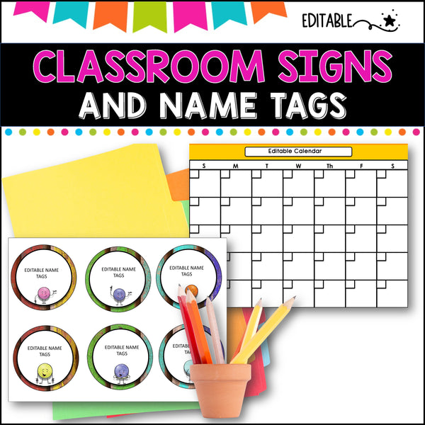 CLASSROOM DECOR I RAINBOW STRIPES I labels, signs, posters and charts