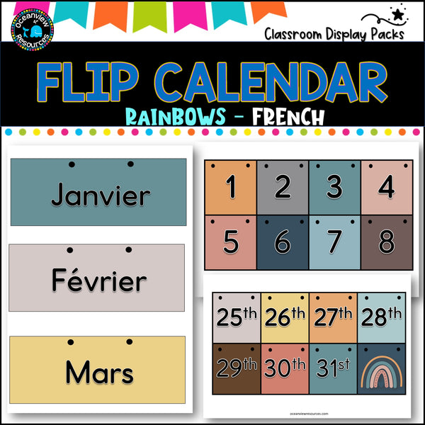 Perpetual Flip Calendars -dates, months, years - RAINBOW DESIGN-FRENCH