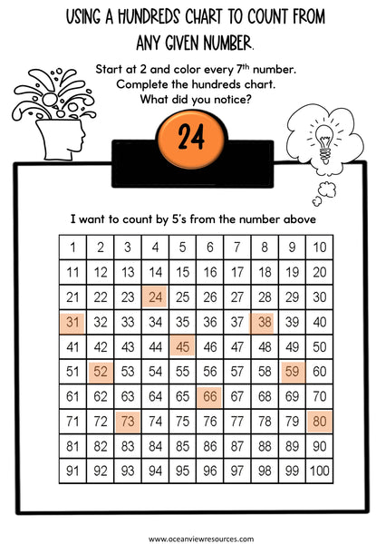 GOOGLE Picture Reveal SKIP COUNTING FROM A GIVEN NUMBER with worksheets (9 sets)