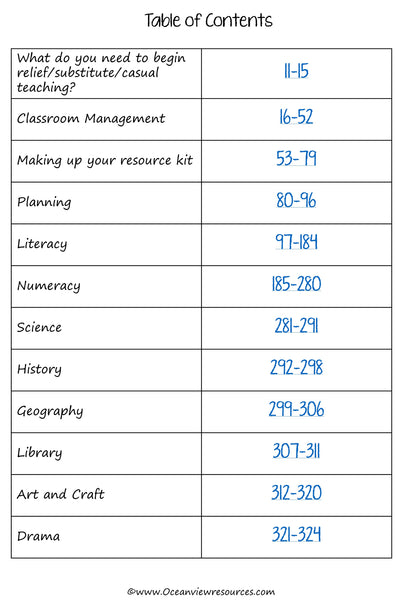 Teaching Handbook and Yearly Planner for Substitute teachers and Relief teachers