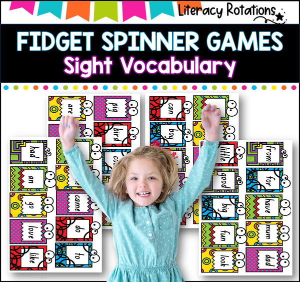 MATH , SPELLING and SIGHT WORD games using fidget spinners BUNDLE