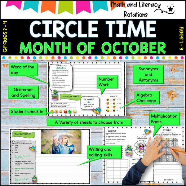 OCTOBER NO Prep - SUB Pack -Literacy and Number -Grades 3-4 (31 days work)