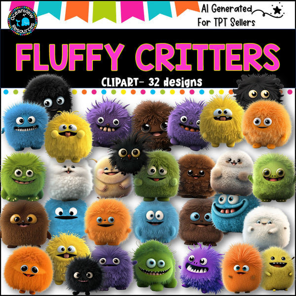FURRY CREATURES/ FLUFFY CRITTERS - CLIPART 32 png files #TPTSALESrus