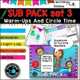 Emergency SUB PACKS /PLANS No PrepNeeded.  Numeracy and literacy Grades 3-4