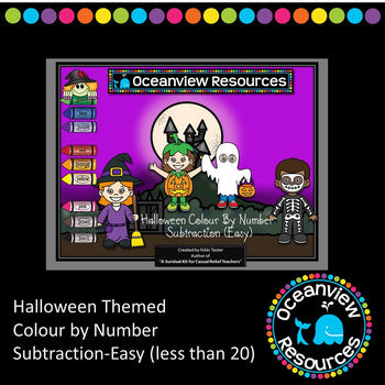 Halloween Colour by Number Subtraction (Easy)