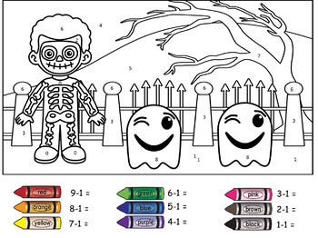 Halloween Colour by Number Subtraction (Easy)