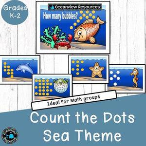 Subitising - dot pattern recognition.  Sea themed for kindergarten