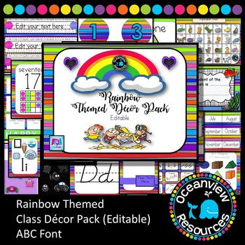 Rainbow  Decor Pack.   editable for Bulletin Boards