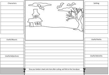 Halloween Narrative writing l 3D Template l templates and scaffolds