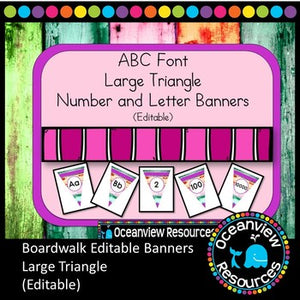 Large Triangle Bunting - ABC Font (Editable) Colored wood design