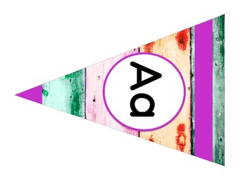 Large Triangle Bunting - ABC Font (Editable) Colored wood design