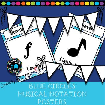 Music Notation Posters- Blue Circle Design