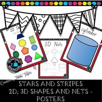 SHAPE POSTERS-Stars and Stripes Design. Back to School