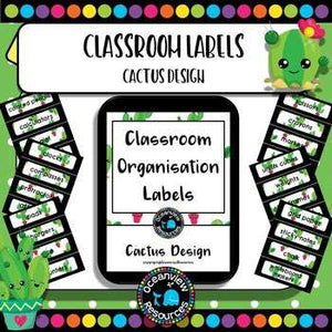 Classroom Labels - Cactus theme Back to School