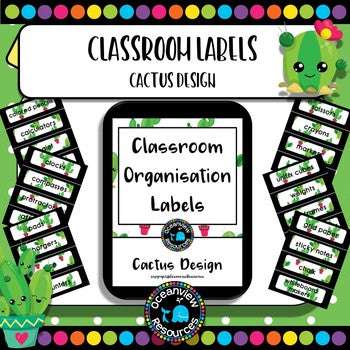 Classroom Labels - Cactus theme Back to School