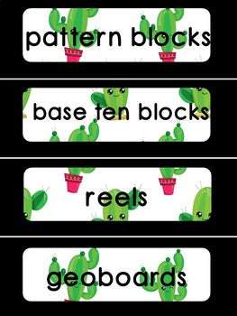 Classroom Labels - Cactus theme Back to School