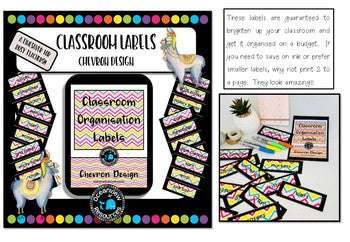 Classroom Labels - Chevron Design with black border- Back to School