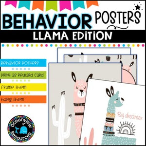 Llama posters for behavior and problem solving