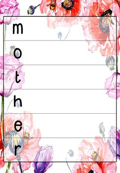 Mothers Day Acrostic or Alphabet Adjective Writing sheets