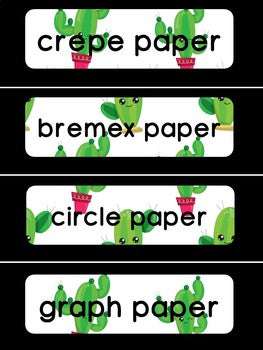 Classroom Tub Labels - Cactus Themed