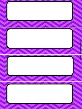 Classroom Tub Labels - Purple Chevron Design