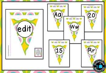 Alphabet and Number Bunting Decor Pack- Pastel Circle Design