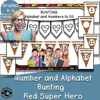 Alphabet and Number Bunting Decor Pack- Super Hero Design