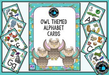 Owl themed Alphabet Posters with Pictures, Ideal for Bulletin Boards