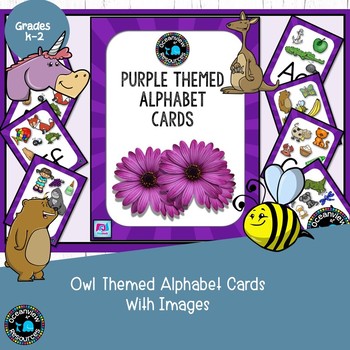 Purple themed Alphabet Posters with Pictures, Ideal for Bulletin Boards